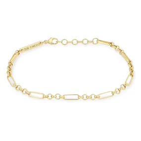 14k Gold Medium Mixed Paperclip Rolo Bracelet
