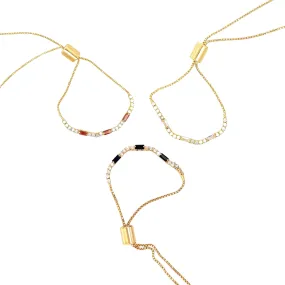 Adjustable CZ Tennis Part Baguette Box Bracelet (I488)