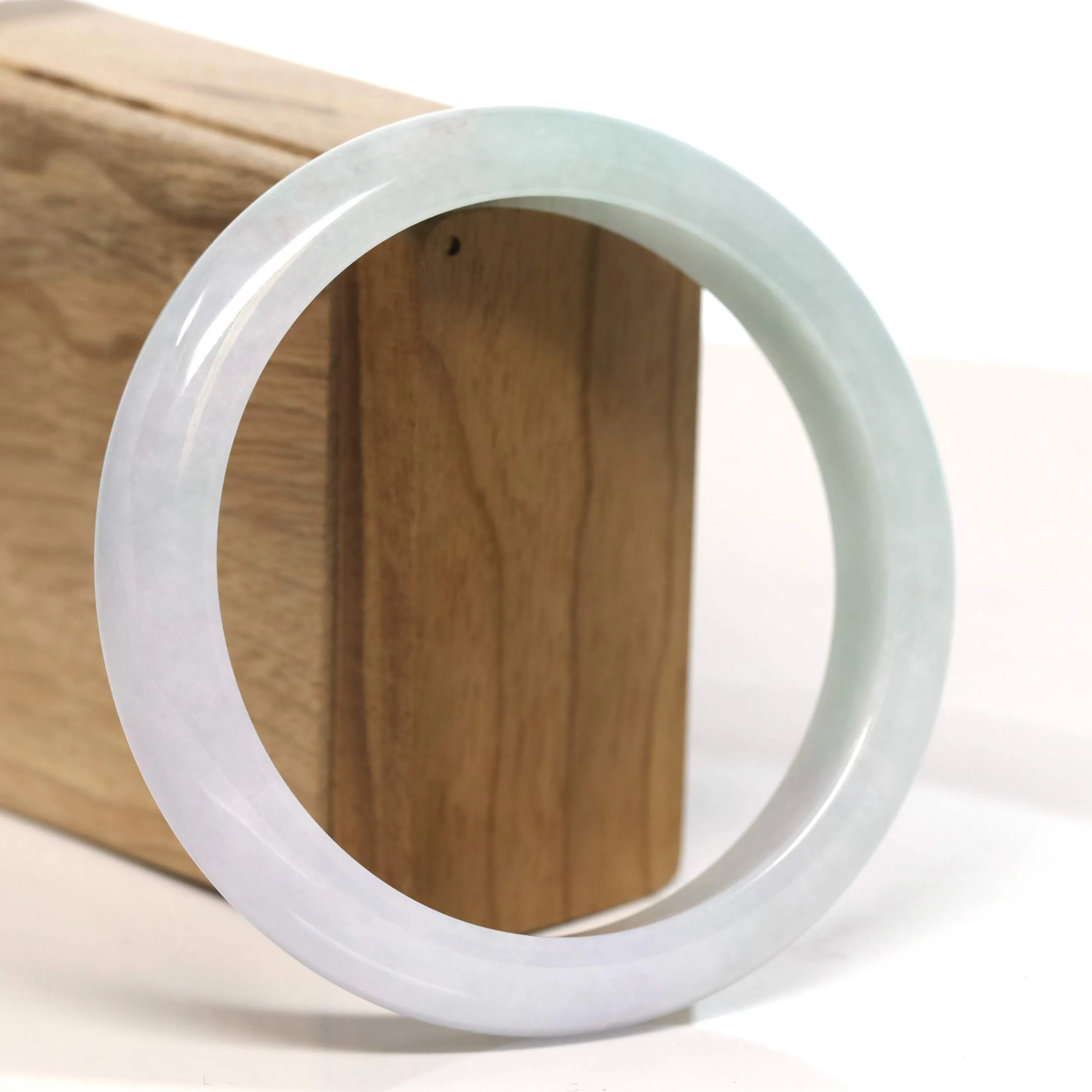 Baikalla "Half Round" Lavender and Green Jadeite Jade Bangle Bracelet (62.85 mm) #T385