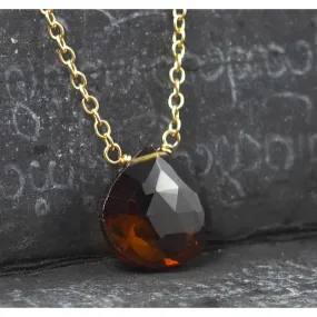 Beer Quartz Necklace On Gold Filled Chain With Gold Filled Trigger Clasp