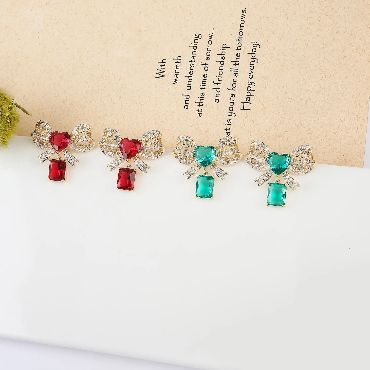 Cubic Zircon Drop Dangle Earrings for Wedding, Women's Bow Earring Girl Gatherings Jewelry Accessories CE11846