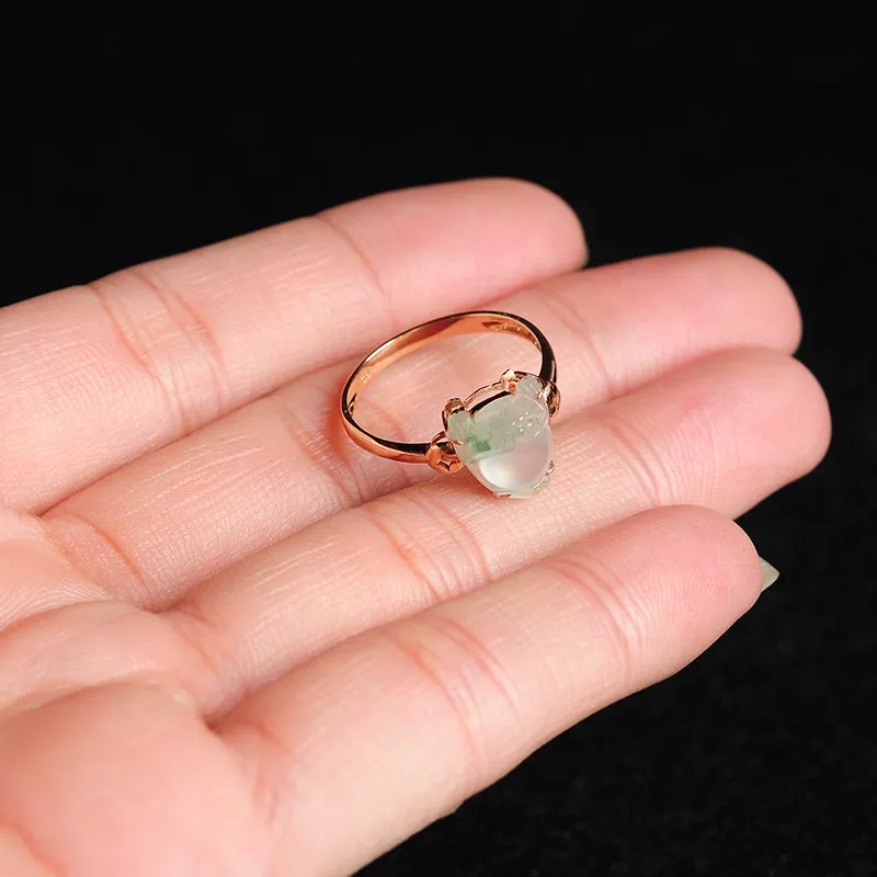 Natural Jade Ring Jadeite Gold Toad Ring RG84
