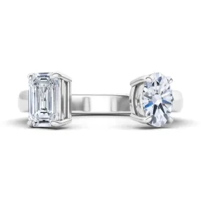 Open Round And Emerald Cut Diamond Ring