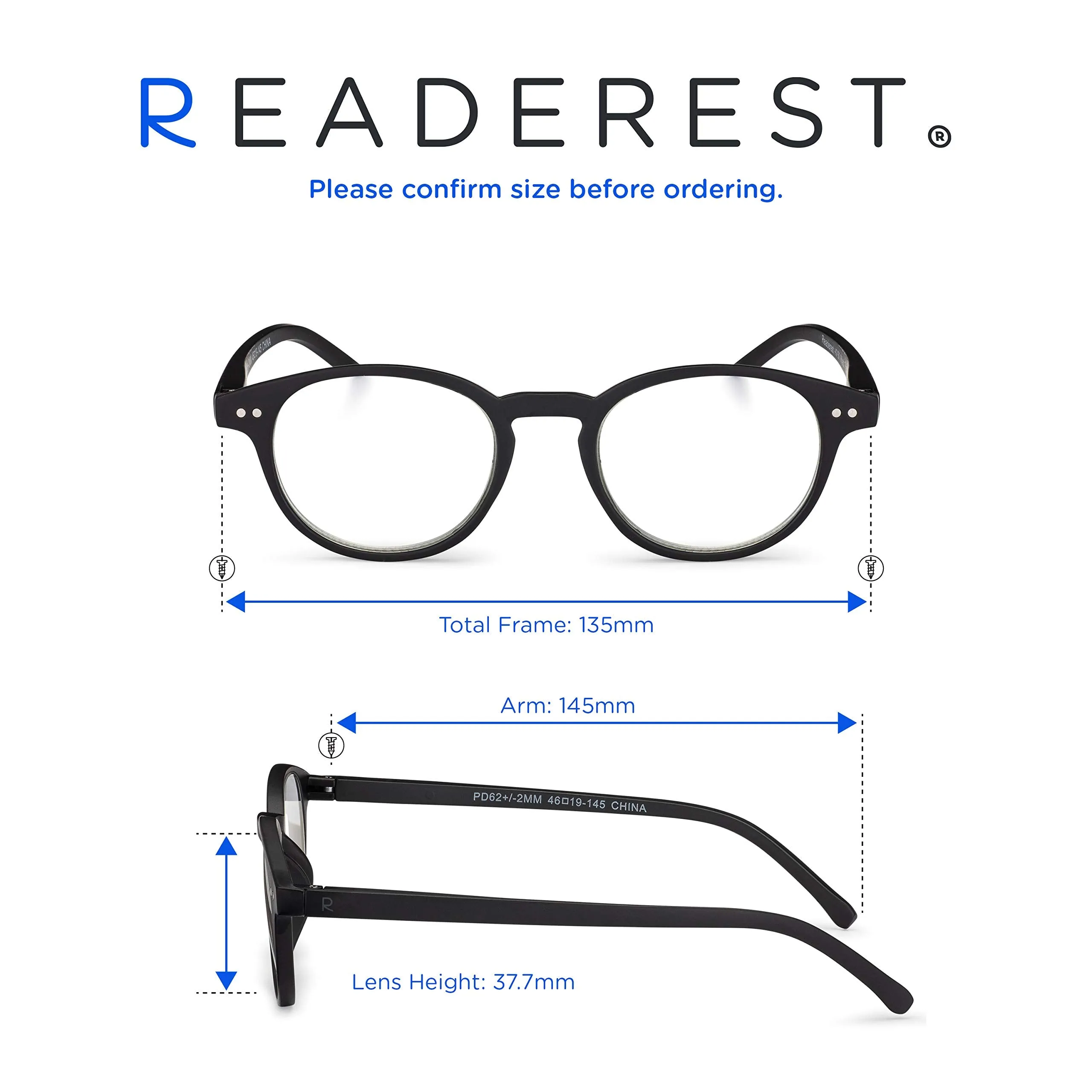 Round-Blue-Light-Blocking-Reading-Glasses-Black-0-75-Magnification-Computer-Glasses