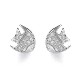 Zircon Little Angelfish Silver Stud Earrings for Women